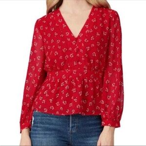 Madewell Holiday Red Long Sleeve Blouse Top Size X-Small XS